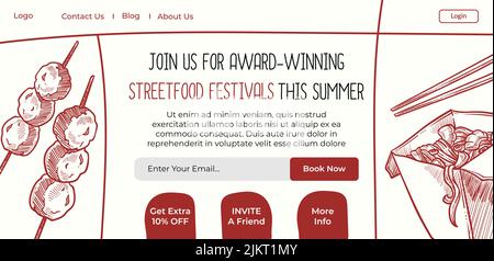 Les festivals de Street Food de cet été, rejoignez maintenant le Web Illustration de Vecteur