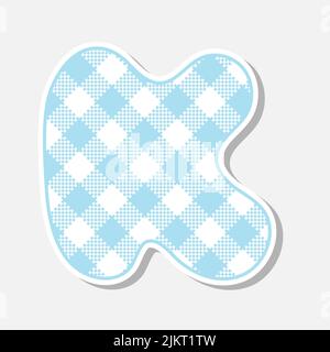 Police textile patchwork dessinée à la main. Jolie police textile pour un motif scrapbook ou collage. Lettre patchwork à l'alphabet pour votre décoration avec motif vicy. Illustration de Vecteur