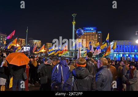 Anniversaire de la Révolution orange à Kiev, Ukraine. La révolution orange participez à 22 novembre-26 décembre 2004 en Ukraine. Banque D'Images