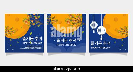 configurez des messages sur les médias sociaux pour korea chuseok Illustration de Vecteur
