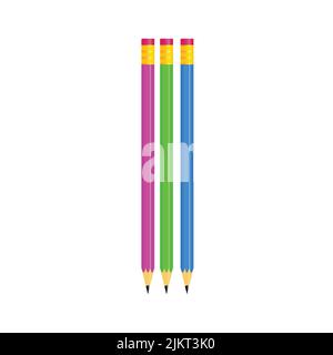 Crayons de couleur en rangée. Ligne d'onde réalisée par des pointes de crayon. Ensemble de crayons pour les illustrations, l'art, l'étude. Vactor Illustration de Vecteur