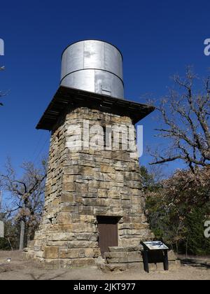 A closeup of a Water tower in Lake Murray State Park Ardmore, Ok Stock Photo