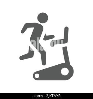 Homme courir sur tapis de course icône vecteur noir. Entraînement, symbole de condition physique. Illustration de Vecteur