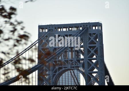 Gros plan sur le sommet du pont George Washington Banque D'Images