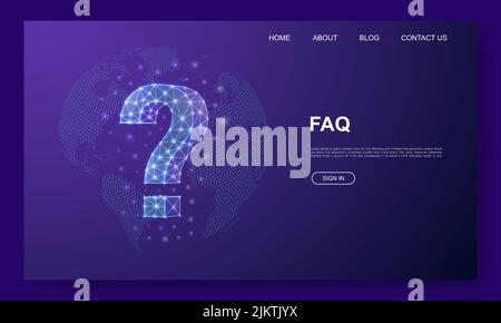 Point d'interrogation 3D bas modèle de site Web poly. Aider à soutenir le concept d'illustration de conception. Symbole FAQ polygonal pour la page d'arrivée, la page de publicité. Illustration de Vecteur