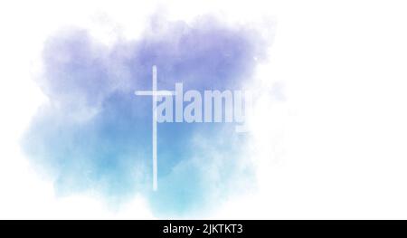 Religious conceptual cross graphic. watercolor illustration. for media and design work Stock Photo