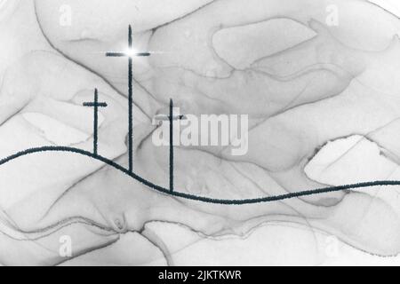 Religious conceptual cross graphic in black and white for design Stock Photo