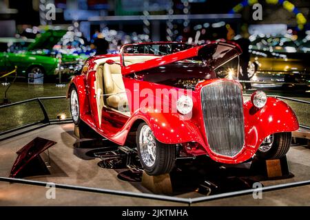 Hot rod at the 2013 world of wheel car show, Winnipeg MB Canada Stock Photo