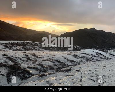 Une vue magnifique sur le célèbre glacier de Solheimajokull en Islande Banque D'Images