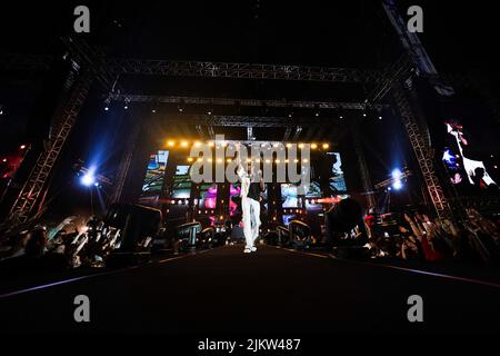 A famous American rapper Tyga performing at the festival in Dubai, United Arab Emirates Stock Photo