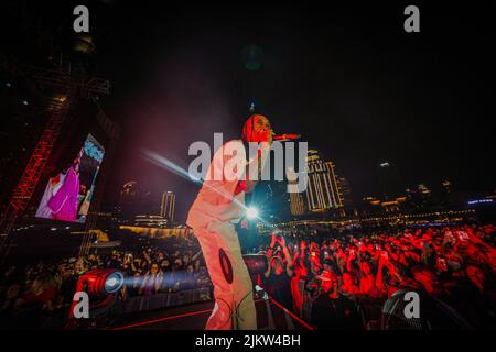 A famous American rapper Tyga performing at the festival in Dubai, United Arab Emirates Stock Photo
