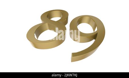 illustration de rendu métallique 3d à 89 chiffres doré Banque D'Images
