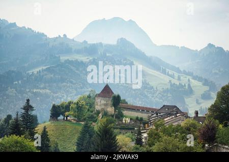 A beautiful shot of The Castle of Gruyeres in Switzerland Stock Photo