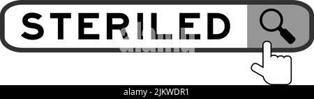 Recherchez la bannière dans le mot en forme de sterneau avec la main sur l'icône de loupe sur fond blanc Illustration de Vecteur