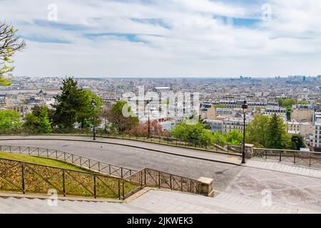 Paris, panorama de la ville, depuis la colline de Montmartre, toits typiques Banque D'Images