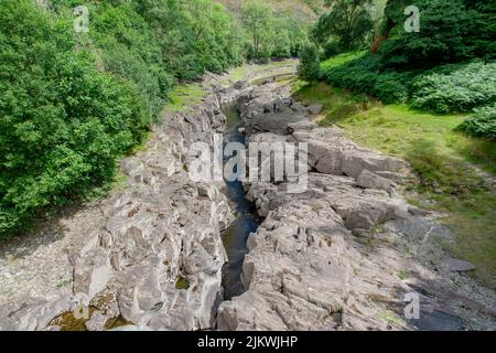 Elan Valley, 03/08/2022, ce sont les niveaux d'eau après un été sec jusqu'à présent au royaume-uni. C'est la vallée d'Elan à Mid-Wales.Credit: H18PDW Photography/Alay Live News Banque D'Images