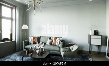 Décoration de salon sur le thème de la maison avec canapé Banque D'Images
