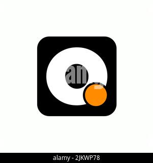 La lettre O dans le carré noir avec le fond blanc - beau logo design Illustration de Vecteur