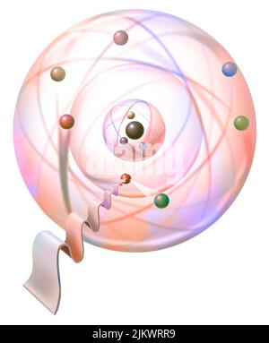 Orbites circulaires de Bohr : orbite d'électrons sur elles. Banque D'Images