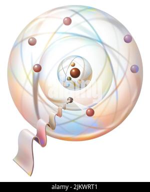 Orbites circulaires de Bohr : orbite d'électrons sur elles. Banque D'Images