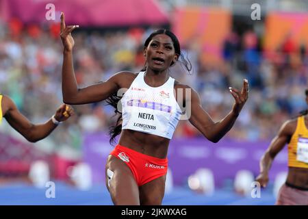 Birmingham, Royaume-Uni. 03rd août 2022. Daryll Neita, d'Angleterre, remporte sa demi-finale de 100m à Birmingham, au Royaume-Uni, le 8/3/2022. (Photo de Conor Molloy/News Images/Sipa USA) crédit: SIPA USA/Alay Live News Banque D'Images