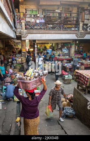 Bustling raditional market in Ubud, Bali, Indonesia Stock Photo