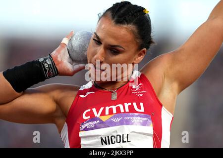 Adele Nicoll du pays de Galles en action pendant la finale de la Women’s Shot Put - au stade Alexander, le sixième jour des Jeux du Commonwealth de 2022 à Birmingham. Date de la photo: Mercredi 3 août 2022. Banque D'Images