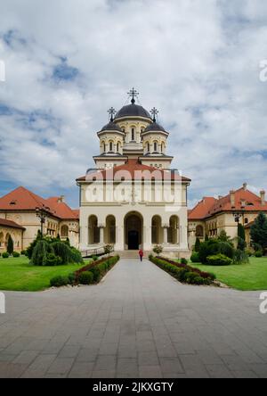 A vertical shot of Coronation Cathedral. Alba Iulia, Romania. Stock Photo