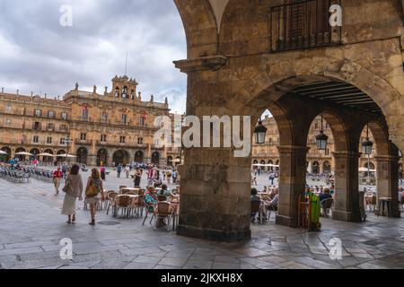 Salamanque, Espagne, 08 juin 2022. Vue sur la spectaculaire Plaza Mayor de Salamanque en Espagne Banque D'Images