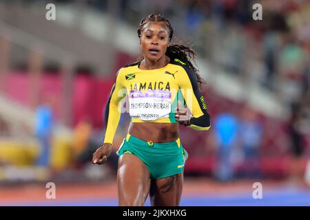 Birmingham, Royaume-Uni. 03rd août 2022. Elaine Thompson-Herah, de Jamaïque, remporte la finale féminine 100m à Birmingham, au Royaume-Uni, le 8/3/2022. (Photo de Conor Molloy/News Images/Sipa USA) crédit: SIPA USA/Alay Live News Banque D'Images