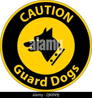 Attention symbole chiens de patrouille affiche sur fond blanc Illustration de Vecteur