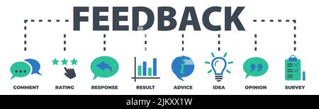 Concept de rétroaction avec des icônes et des signes Illustration de Vecteur