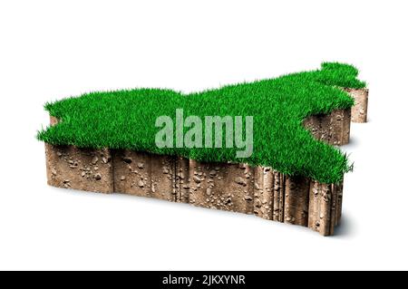 Carte du Cameroun géologie du sol coupe transversale avec herbe verte 3D illustration Banque D'Images