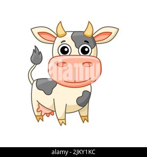 Animal de ferme. Petite vache drôle dans un style de dessin animé Illustration de Vecteur