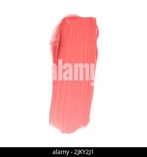 Nuance de beauté corail pastel, soin de la peau et maquillage échantillon de produit cosmétique texture isolée sur fond blanc, taches de maquillage, taches de cosmétiques crème ou Banque D'Images