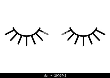 Yeux fermés avec icône de cils isolés Illustration de Vecteur