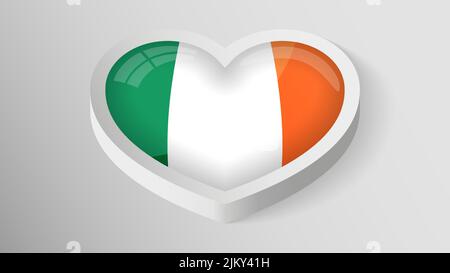 EPS10 vecteur coeur patriotique avec drapeau de l'Irlande. Un élément d'impact pour l'utilisation que vous voulez en faire. Illustration de Vecteur