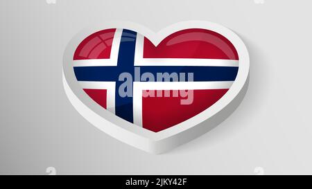 EPS10 vecteur coeur patriotique avec drapeau de la Norvège. Un élément d'impact pour l'utilisation que vous voulez en faire. Illustration de Vecteur