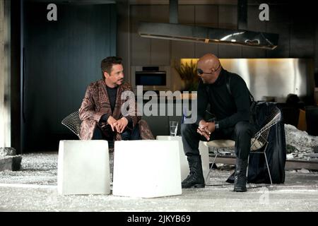 ROBERT DOWNEY JR., Samuel L. Jackson, IRON MAN 2, 2010 Banque D'Images