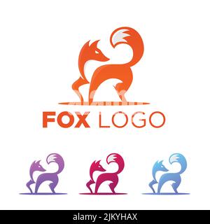 Un modèle de logo de renard sur fond blanc Illustration de Vecteur