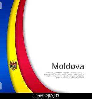 Abstrait agitant le drapeau de la moldavie. Couverture patriotique moldave d'État, prospectus. Fond créatif pour la moldavie carte de vacances patriotique conception. Style de coupe de papier Illustration de Vecteur