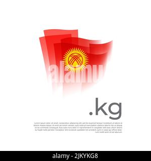 Drapeau du Kirghizistan. Affiche nationale stylisée Vector sur fond blanc. Drapeau kirghize peint avec des traits de pinceau abstraits, domaine kg, espace de copie Illustration de Vecteur