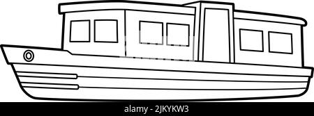 Page de coloriage pour véhicule à bateau étroit pour enfants Illustration de Vecteur