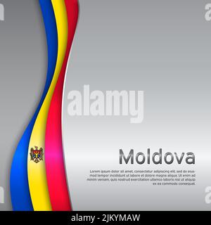 Abstrait agitant le drapeau de la moldavie. Couverture patriotique moldave d'État, prospectus. Fond créatif pour la moldavie carte de vacances patriotique conception. Style de coupe de papier Illustration de Vecteur