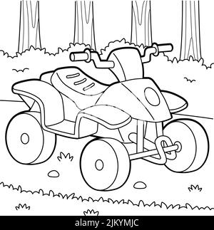 Page de coloriage de véhicule Quad Bike pour enfants Illustration de Vecteur