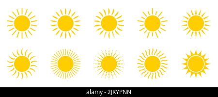 Jeu d'icônes solaires. Symbole de l'été. Illustration vectorielle Illustration de Vecteur