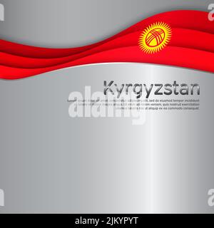 Abstrait agitant le drapeau du Kirghizistan. Affiche nationale kirghize. Fond métallique créatif pour la création d'une carte de vacances patriotique. État kirghizistan patriotique Illustration de Vecteur