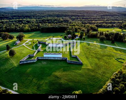 A aerial shot of fort Frederick Maryland state park Stock Photo