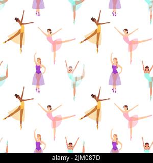 Motif sans couture avec superbes ballerines dansantes, illustration vectorielle Illustration de Vecteur