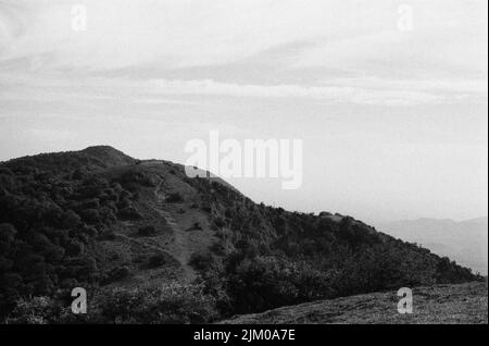 A grayscale shot of Ngong Hills near Nairobi, Kenya Stock Photo